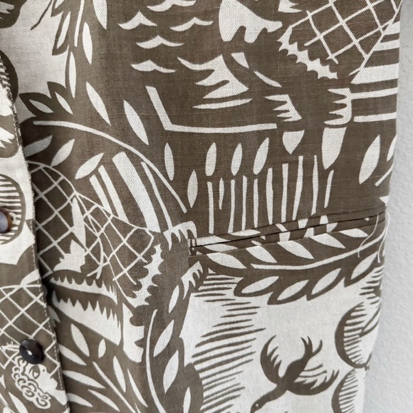 Esprit Linen Blazer Jacket Vintage Italy Fisherman Tropical Safari Green M - Picture 11 of 12